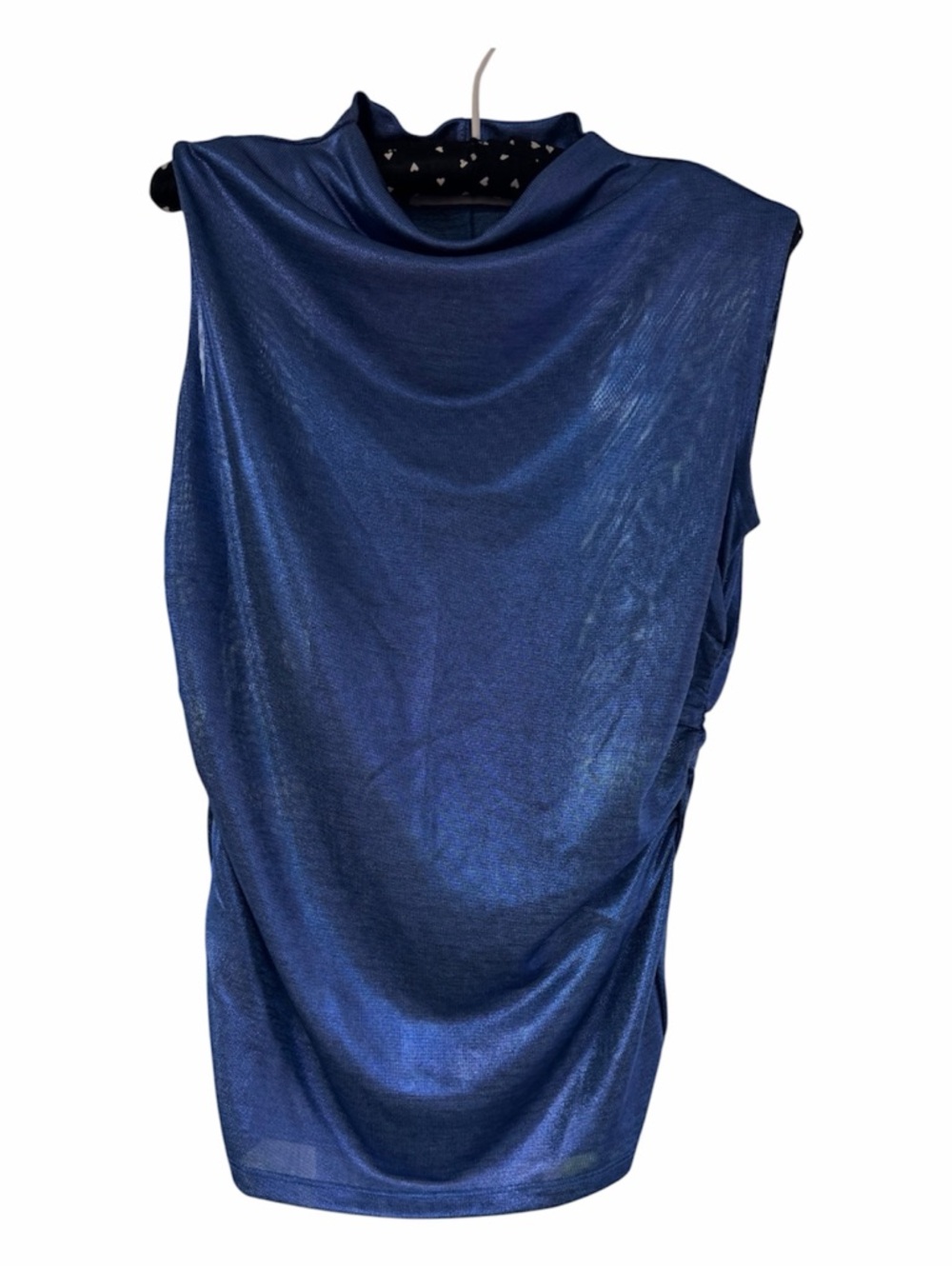 Rebecca Minkoff Metallic /shimmering Navy Blue /purple Cowl Neck Sleeveless Tank